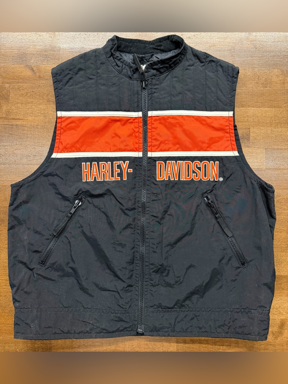 Harley-Davidson Racing Youth XXL Black Orange Zip Vest Fits Women’s XS